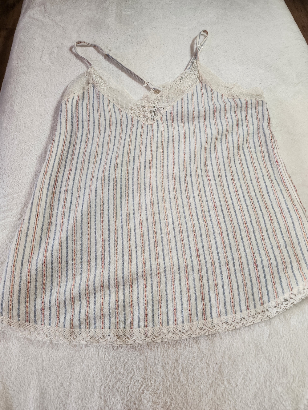 bishop + young Cream Lace-Trim Striped Cami with Blue & Red Lines